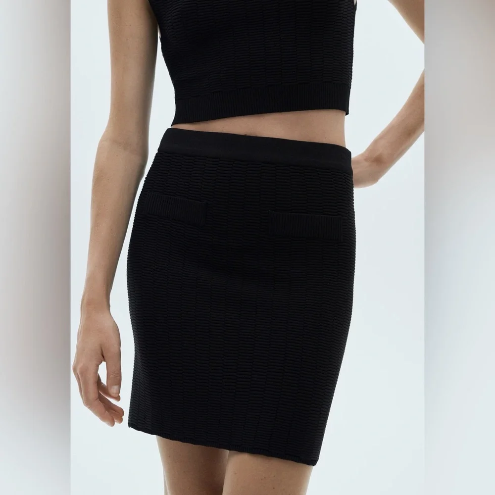 Mango Black Co-ord set knitted top + miniskirt NWT - Picture 6 of 7